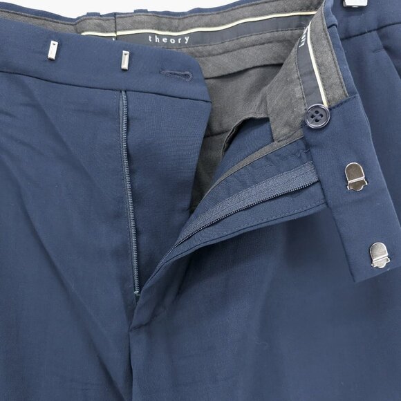 THEORY Men's Navy Blue Dress pants Wool Blend Made in USA Measured size 35.5x32 - Picture 5 of 7